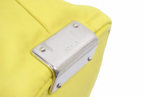 PRADA プラダ ヴィンテージ ハンドバッグ ワンショルダー ナイロン レザー イエロー シルバー金具 中古 N38058