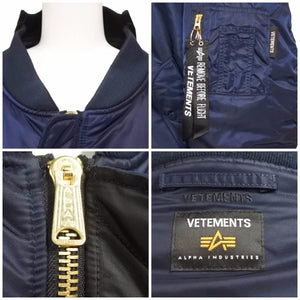 VETEMENTS Alpha ヴェトモン アルファ MA-1 UA52JA200N リバーシブルボンバージャケット ネイビー サイズS 38132