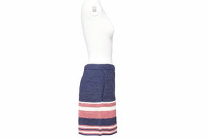 CHANEL シャネル ショートパンツ ニット ネイビー レッド ホワイト ココマークプレート 半ズボン サイズ34 レディース 38133