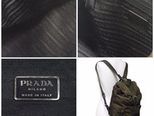 画像をギャラリービューアに読み込む, PRADA プラダ ヴィンテージ ミニバックパック ナイロン レザー カーキ シルバー金具 レディース 中古 N38137