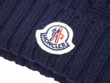 Load image into Gallery viewer, MONCLER モンクレール ニットキャップ ビーニー ネイビー ワッペン ウール レディース サイズS 良好 N38215