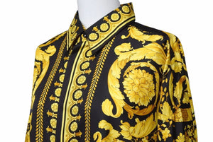 新品未使用 VERSACE ヴェルサーチ 希少 バロック柄 シャツ 総柄 ヴィンテージ 新品同様 激レア 44 タグ付き 38307