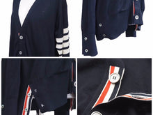 画像をギャラリービューアに読み込む, THOM BROWNE トムブラウン MKC002A00014415 カーディガン サイズ 3 ウール ネイビー ホワイト トリコロール 美品 中古 38334