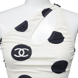 CHANEL シャネル ハイレグ 97P 水着 ワンショルダー ポルカドット柄 P07697V05563 ホワイト ブラック サイズ38 美品 中古 38339
