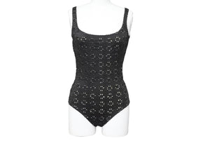 CHANEL シャネル ココマーク スイムウェア ハイレグ 水着 ワンポイントロゴ 01C p16933v09467 ブラック 美品 中古 38357