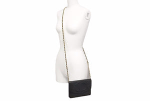 CHANEL シャネル ショルダーバッグ チェーンウォレット ショルダーバッグ ブラック系 キャビアスキン 美品 中古 38398