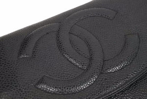 CHANEL シャネル ショルダーバッグ チェーンウォレット ショルダーバッグ ブラック系 キャビアスキン 美品 中古 38398