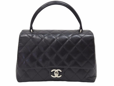シャネル CHANEL マトラッセ ラムスキン ブラック ハンドバッグ ケリー型 良品 中古 38471