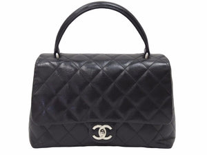 シャネル CHANEL マトラッセ ラムスキン ブラック ハンドバッグ ケリー型 良品 中古 38471