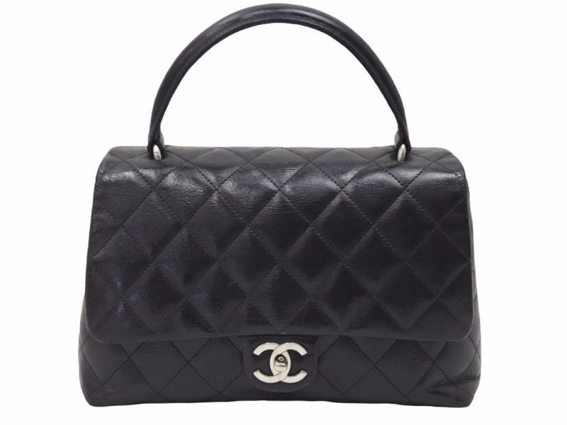 シャネル CHANEL マトラッセ ラムスキン ブラック ハンドバッグ ケリー型 良品 中古 38471