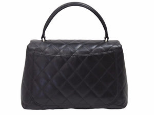 シャネル CHANEL マトラッセ ラムスキン ブラック ハンドバッグ ケリー型 良品 中古 38471