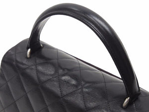 シャネル CHANEL マトラッセ ラムスキン ブラック ハンドバッグ ケリー型 良品 中古 38471