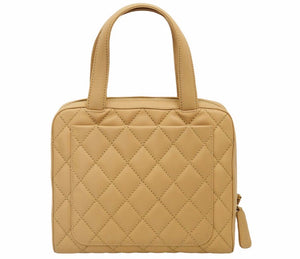 シャネル CHANEL ワイルドステッチ ココマーク トートバッグ ハンドバッグ ラムスキン ベージュ 美品 中古 38494