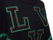 Load image into Gallery viewer, 22SS LOUIS VUITTON ルイヴィトン LVVスポーツチームクルーネック ニット ブラック グリーン レッド 1A9SXD メンズ サイズS N38617
