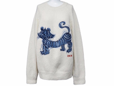 DIOR ディオール ケニーシャーフ 寅 干支 モチーフ 2022ss キムジョーンズ期 213M654AT338 サイズ S ホワイト ブルー 良好 38631 正規品