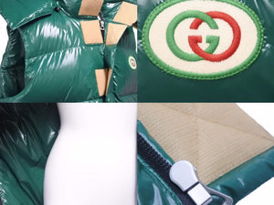 GUCCI グッチ ダウンジャケット ダウンパデッド ナイロン ベスト グリーン 緑 2022ss 44 インターロッキングG パッチ 美品 38636 正規品