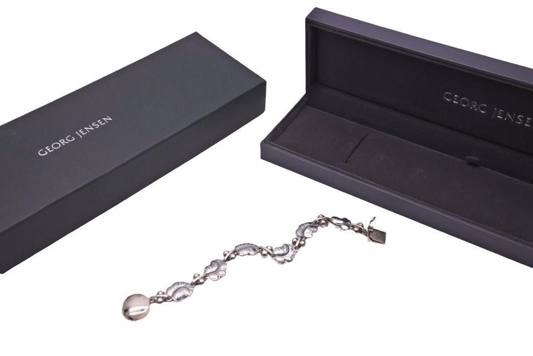 GEORG JENSEN ジョージジェンセン ブレスレット ムーンライト グレープ 葉っぱ 96 19cm シルバー 925 31.3g バングル 美品 38690