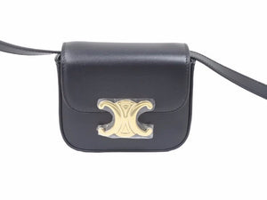 CELINE セリーヌ ミニトリオンフ トリオンフ ショルダーバッグ ブラック カーフレザー 10I513DPV.38NO 未使用品 38699