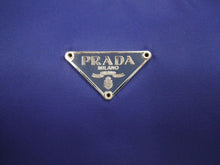 画像をギャラリービューアに読み込む, PRADA プラダ ホーボー ヴィンテージ ハンドバッグ ミニ ナイロン 三角ロゴ ブルー シルバー レディース 美品 中古 38703