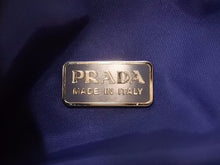 画像をギャラリービューアに読み込む, PRADA プラダ ホーボー ヴィンテージ ハンドバッグ ミニ ナイロン 三角ロゴ ブルー シルバー レディース 美品 中古 38703
