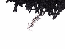 画像をギャラリービューアに読み込む, Saint Laurent Paris サンローランパリ タッセルベルト ブラック レザー ロゴ入りチャーム コットン レディース 美品 38743