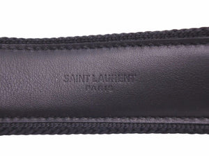 Saint Laurent Paris サンローランパリ タッセルベルト ブラック レザー ロゴ入りチャーム コットン レディース 美品 38743