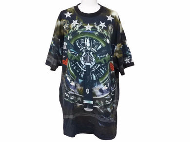 GIVENCHY ジバンシィ Tシャツ メンズ プロペラ 戦闘機 13S 7356 667 グリーン コットン メンズ サイズS 38744 正規品