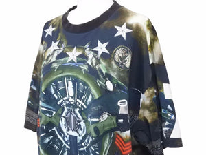 GIVENCHY ジバンシィ Tシャツ メンズ プロペラ 戦闘機 13S 7356 667 グリーン コットン メンズ サイズS 38744 正規品