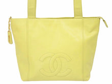 画像をギャラリービューアに読み込む, CHANEL シャネル ハンドバック 1997年 4番台 ヴィンテージ ココマーク キャビアスキン ゴールド金具 イエロー 美品 38806