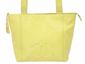 CHANEL シャネル ハンドバック 1997年 4番台 ヴィンテージ ココマーク キャビアスキン ゴールド金具 イエロー 美品 38806