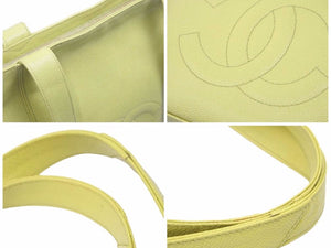 CHANEL シャネル ハンドバック 1997年 4番台 ヴィンテージ ココマーク キャビアスキン ゴールド金具 イエロー 美品 38806