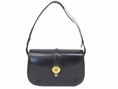 GUCCI グッチ ヴィンテージ 2wayバッグ ハンドバッグ ワンショルダー ブラック カーフスキン ゴールド金具 中古 N38832