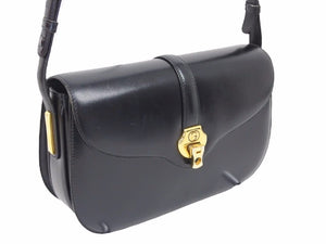 GUCCI グッチ ヴィンテージ 2wayバッグ ハンドバッグ ワンショルダー ブラック カーフスキン ゴールド金具 中古 N38832