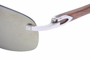 Cartier カルティエ メガネ 眼鏡 ウッドテンプル サングラス ヴィンテージ アイウェア 度無し 140b □18 135 美品 中古 38834