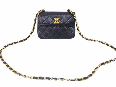 CHANEL シャネル シングル ハーフフラップ ショルダーバッグ ラムスキン 0番代 マトラッセ ゴールド金具 ブラック 中古 38866