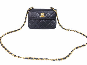 CHANEL シャネル シングル ハーフフラップ ショルダーバッグ ラムスキン 0番代 マトラッセ ゴールド金具 ブラック 中古 38866