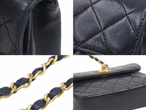 CHANEL シャネル シングル ハーフフラップ ショルダーバッグ ラムスキン 0番代 マトラッセ ゴールド金具 ブラック 中古 38866