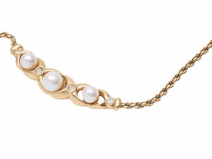 Christian Dior クリスチャンディオール ゴールドネックレス パール ラインストーン レディース 美品 N38925
