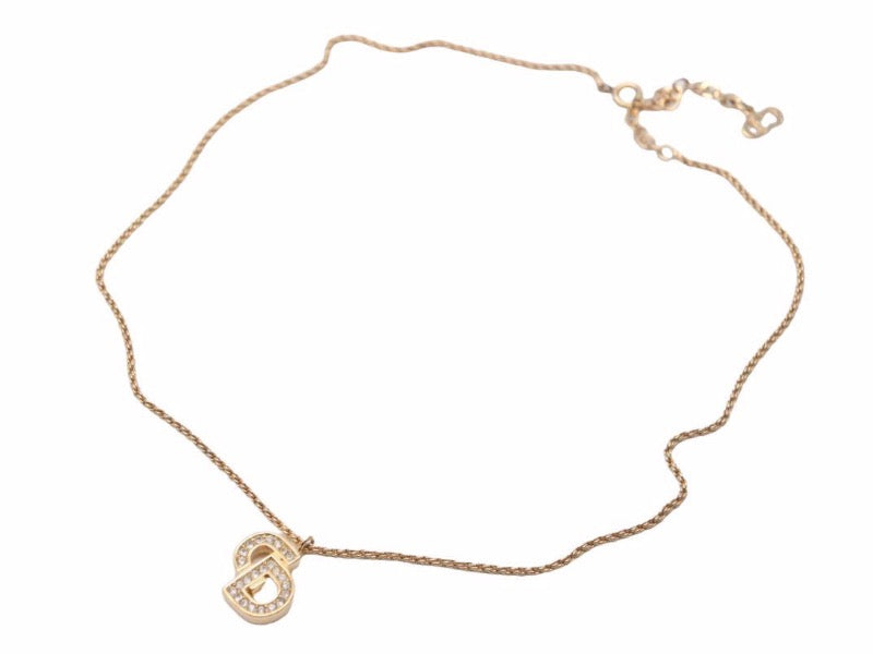 Christian Dior クリスチャンディオール ネックレス CDロゴ ラインストーン ヴィンテージ ユニセックス 中古 38930