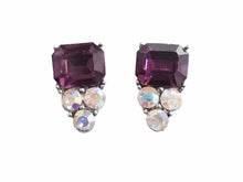 Load image into Gallery viewer, GIVENCHY ジバンシー イヤリング ライン カラーストーン メタル パープル シルバー アクセサリー 美品 38945