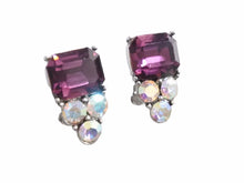 Load image into Gallery viewer, GIVENCHY ジバンシー イヤリング ライン カラーストーン メタル パープル シルバー アクセサリー 美品 38945