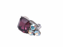 Load image into Gallery viewer, GIVENCHY ジバンシー イヤリング ライン カラーストーン メタル パープル シルバー アクセサリー 美品 38945