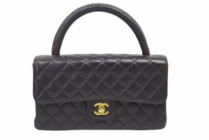 CHANEL シャネル マトラッセ 親子バッグ ハンド バッグ レザー ブラック ゴールド 金具 ヴィンテージ 美品 中古 38954