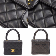 画像をギャラリービューアに読み込む, CHANEL シャネル マトラッセ 親子バッグ ハンド バッグ レザー ブラック ゴールド 金具 ヴィンテージ 美品 中古 38954