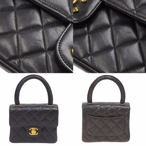 CHANEL シャネル マトラッセ 親子バッグ ハンド バッグ レザー ブラック ゴールド 金具 ヴィンテージ 美品 中古 38954