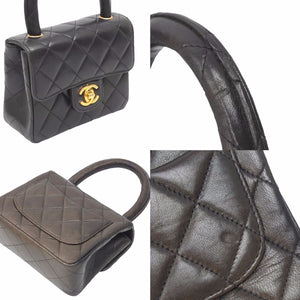 CHANEL シャネル マトラッセ 親子バッグ ハンド バッグ レザー ブラック ゴールド 金具 ヴィンテージ 美品 中古 38954