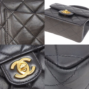 CHANEL シャネル マトラッセ 親子バッグ ハンド バッグ レザー ブラック ゴールド 金具 ヴィンテージ 美品 中古 38954