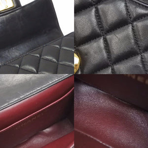 CHANEL シャネル マトラッセ 親子バッグ ハンド バッグ レザー ブラック ゴールド 金具 ヴィンテージ 美品 中古 38954