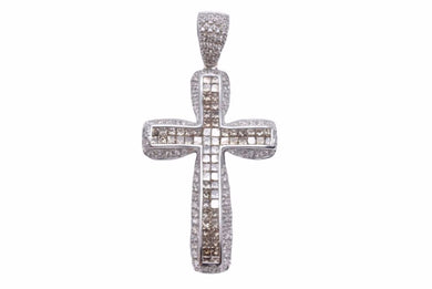 K18 ネックレス ゴールド 11.8g クロス 特大6cm アバランチ ペンダント ダイヤモンド 4.1ct 金 メンズ 美品 中古 39182