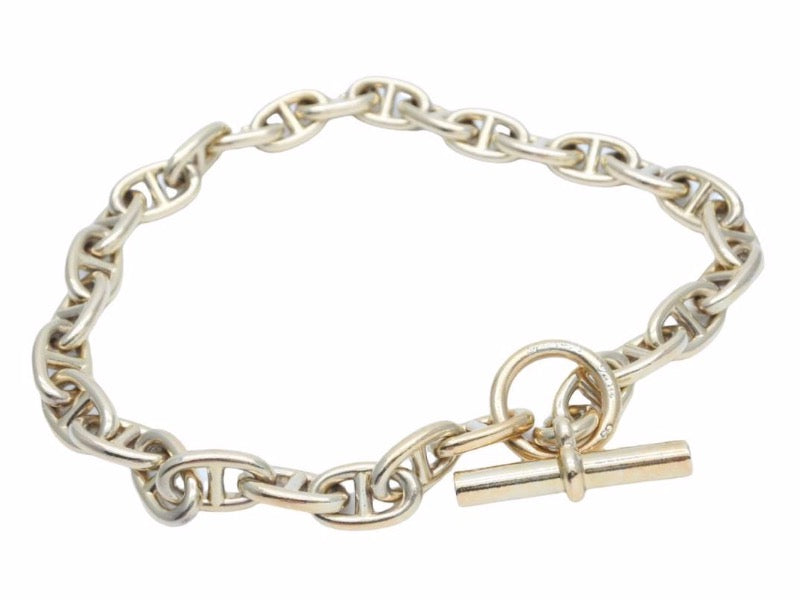 HERMES エルメス シェーヌダンクルGM ヴェルメイユ 29コマ ネックレス 152.5g 筆記体 シルバー925 ゴールド ユニセックス 美品 N39190